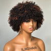 Perruque Bob Afro Curly Blonde Highlights Wig Sans colle
