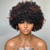 Perruque Bob Afro Curly Blonde Highlights Wig Sans colle