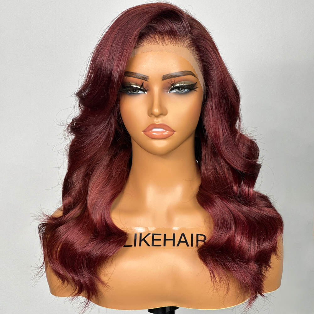 Reddish Brown Body Wave Lace Frontal Wig Raie sur le côté