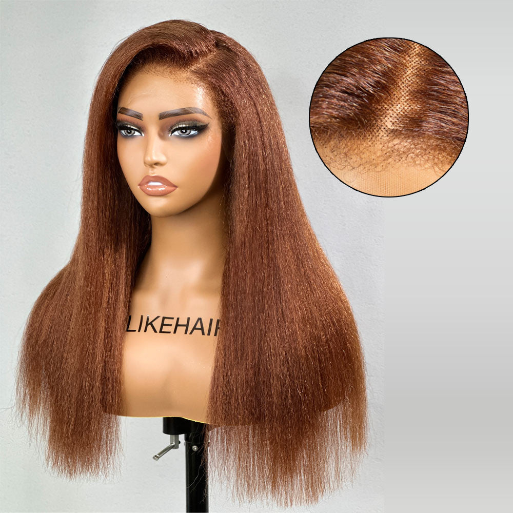Perruque Reddish Brown Lace Frontal Kinky Straight