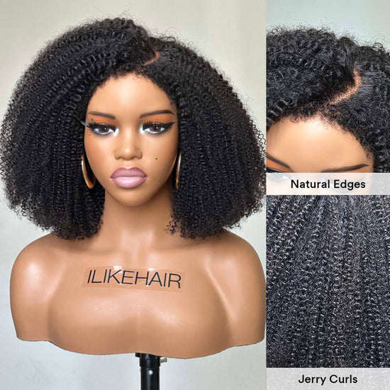 Perruque Bob Edges Naturels Wig Jerry Curly Closure