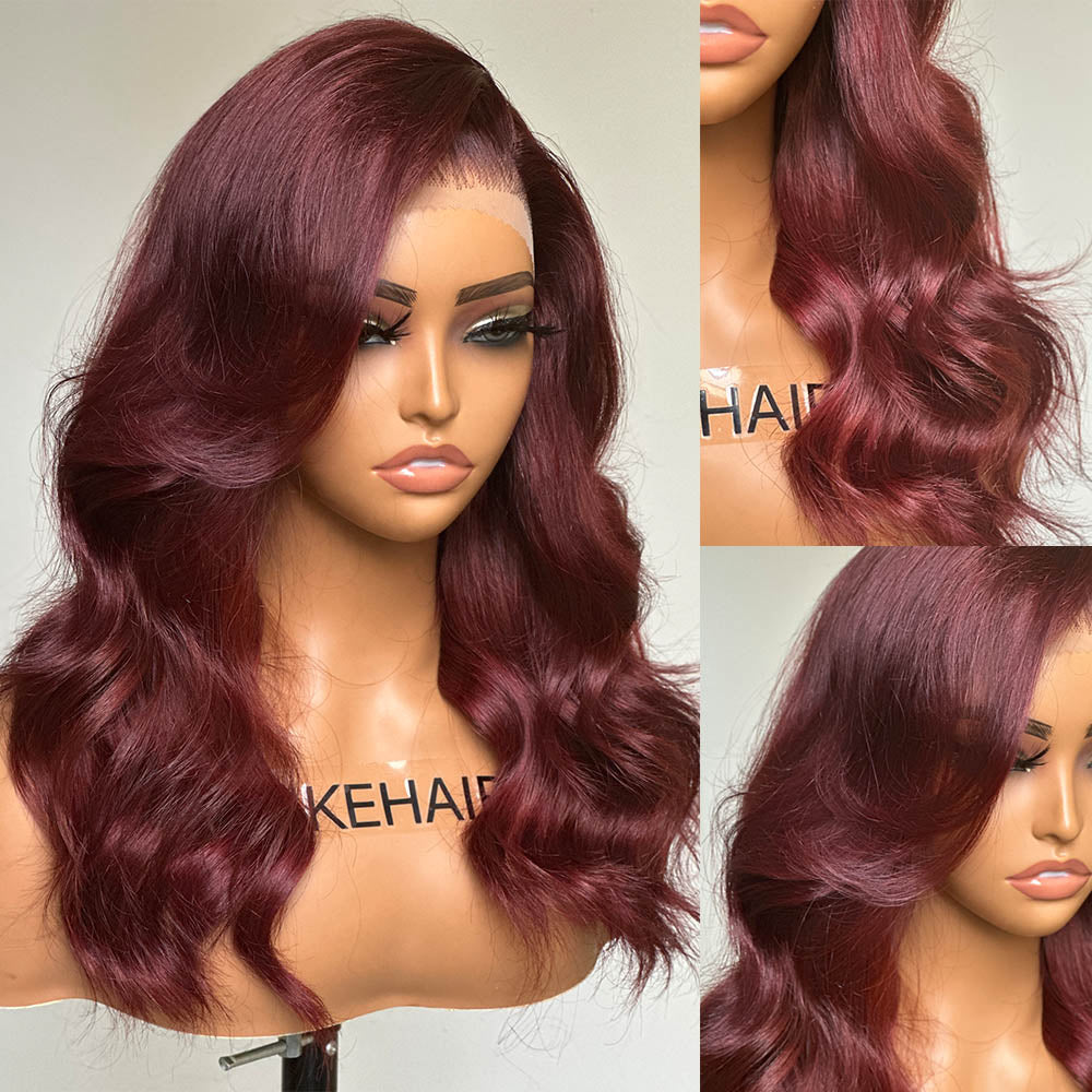Reddish Brown Body Wave Lace Frontal Wig Raie sur le côté